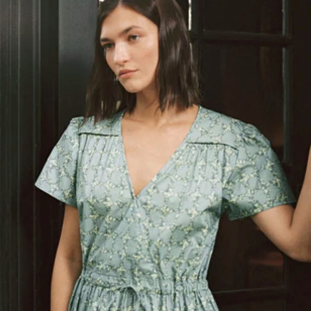 Christy Dawn simple dawn dress in teal trellis